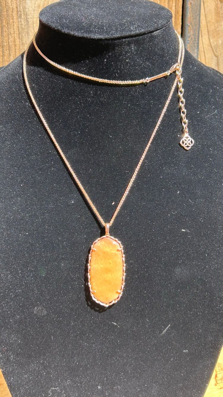 KENDRA SCOTT Rose Gold plated Macrame Reid Long Necklace Blush